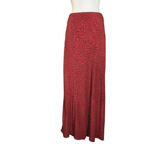 Salaam Red Floral Maxi Skirt Rayon Hand Dyed Boho Chic Pull On One Size USA Made